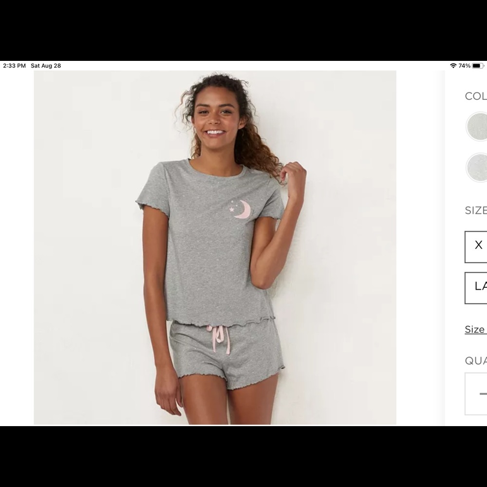 Lauren Conrad Lettuce Edge Top & Shorty PJs in S/M